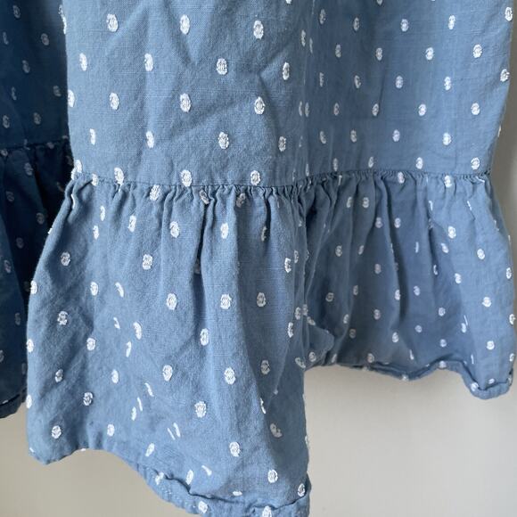 Ann Taylor LOFT Swiss Clip Dot Tie Back Flounce Swing Mini Dress Chambray Sz 12 - Picture 8 of 11